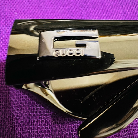 New Authentic Vintage 90’s Gucci women’s sunglasses glossy black GG 2456/S - Picture 7 of 8